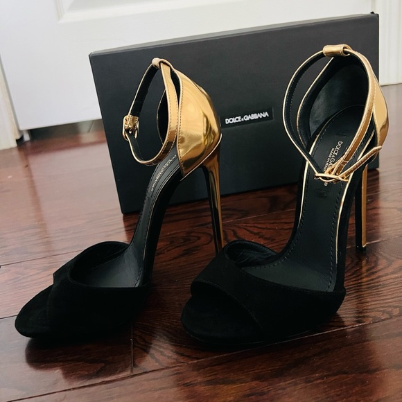 BRAND NEW Dolce & Gabbana Suede And Leather Ankle Cuff Sandals Size 35 - Picture 2 of 7